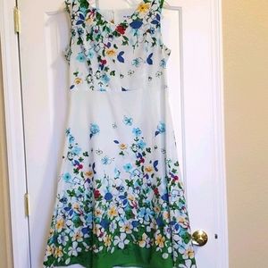 Summer cotton sleeveless A line flower dress